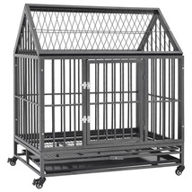 vidaXL Dog Cage Black and silver Steel 36.2 x 24.4 x 41.7 in - $423.64