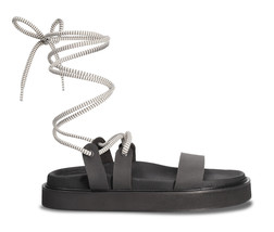 Vegan sandals backless flat padded with laces crafted from nubuck microfiber - £94.50 GBP
