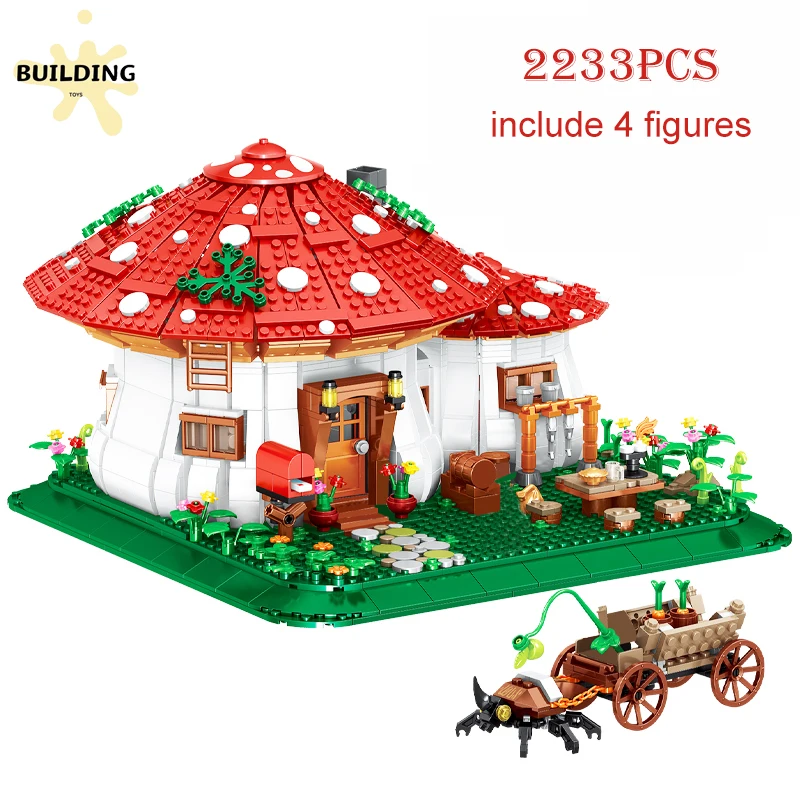 New Fairy Tale Mushroom House Building Blocks Village Architecture Micro Mini - £55.66 GBP