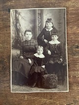 Vintage Cabinet Card. Family of 4 young girls. &quot;Mother&#39;s Darlings long ago&quot; - £10.70 GBP