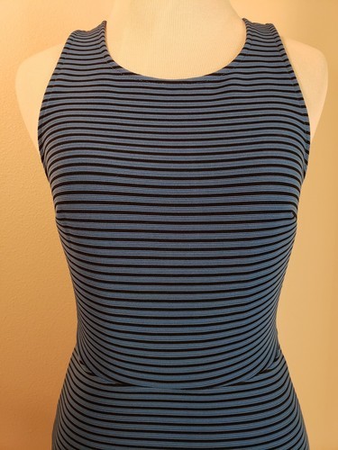 BCBGeneration Skater Dress Womens XS Sleeveless Blue Sapphire Stripe Fit & Flare Item image 4