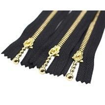 10Pcs 12 Inch #3 Gold Metal Zippers Close End Golden Metal Zippers For S... - $29.99