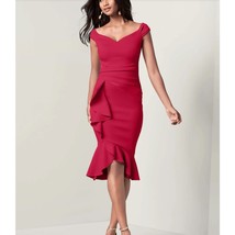 NWT Venus Barberry Red Cocktail Dress Off Shoulder Ruffle Detail Party D... - $17.99