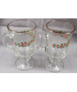 Libbey Holly Berry Hot Cocoa Mug Set of 2, multi lots available Gold Rim... - $8.50