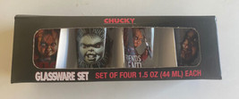 Child’s Play 2 Chucky Shot Glasses Halloween Horror new in box set of 4 1.5 oz - £19.89 GBP