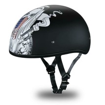 Daytona Helmets Skull Cap Open Face W/ MAKE &#39;EM PAY DOT Motorcycle Helme... - £73.25 GBP