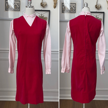 Vintage 60s Red Velveteen Shift Dress Pink Cropped Blouse XS - $669.60 MXN