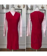 Vintage 60s Red Velveteen Shift Dress Pink Cropped Blouse XS - $50.43 CAD