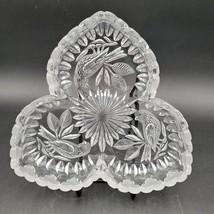 Vintage Hofbauer Byrdes Cut Crystal Birds Tricorne 3 Section Relish Serv... - $29.69