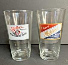 Lot Of 2 Vintage Miller High Life Beer Glasses Cups - £8.82 GBP