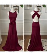 Windsor Deep Red Burgundy Cross Back Gown Dress S - $636.88 MXN