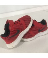 Nike Toddler Free RN Red &amp; Black Mesh Sneakers - Size 4C - Unisex Baby S... - £7.74 GBP