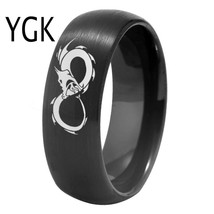 Jewelry China Dragon Infinity Design Matte Black Dome Tungsten Rings Men&#39;s Bride - £29.20 GBP