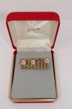 1928 Jewelry Company Pink Roses Picket Fence Gold Tone Brooch Pin  RARE - £35.37 GBP