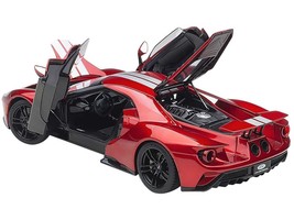 2017 Ford GT Liquid Red with Silver Stripes 1/18 Model Car by Autoart - £225.52 GBP