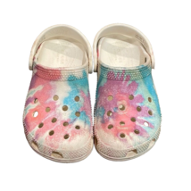 CROCS White Pastel Tie Dye Slip On Clog Sandal Shoes Kids C12 Comfort - £13.57 GBP