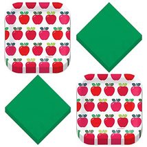 HOME &amp; HOOPLA Apple Party Supplies - Red Apple Variety Square Paper Dessert Plat - £11.48 GBP+