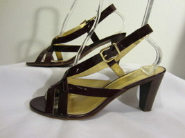 J CREW Elodie Strappy Deep Wine Patent Leather MADE ITALY Heels Sandals 39 8.5 - £39.95 GBP