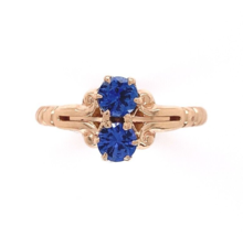 Victorian 10k Yellow Gold Ring with Two Genuine Natural Sapphires (#J6393) - £721.44 GBP