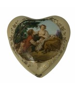 Vtg 4” Rococo Porcelain Hand-Painted Heart Shaped Trinket jewelry Box Go... - $44.23