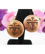 Copper THUNDERBIRD EARRINGS Vintage Clip On South Western Design Round Dome - £10.20 GBP