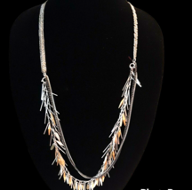 Stella &amp; Dot Fringe Necklace 34 Inch Beaded Multi Strand Metal Retired C... - £41.07 GBP