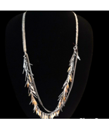 Stella &amp; Dot Fringe Necklace 34 Inch Beaded Multi Strand Metal Retired C... - $53.28