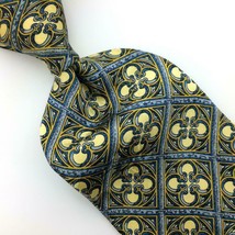 The Tie Man Art Nouveau Fence Rings Yellow Gray Blue Silk Necktie Floral I18-445 - £12.76 GBP