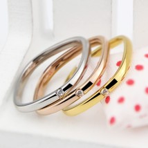 Hot Selling Stainless Steel Jewelry Square Shape Crystal Ring For Love Woman Rin - £7.52 GBP