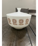 Federal Milk Glass Connoisseur Sunflower 1.5 Quart Covered Bowl Dish - €25,48 EUR
