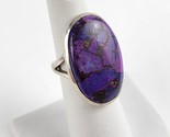 Vintage Purple Turquoise 925 Sterling Silver Ring Signed JA Size 6 Great... - $44.54