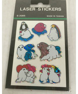 Vintage cute white seal animal  laser stickers in original package  - $362.72 MXN