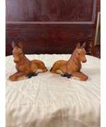 Harvey Knox Kingdom Pair of Chestnut Foals Laying Down Horses Bisque Har... - £38.60 GBP