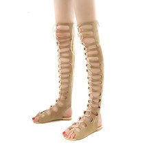 Women Shoes Girls Summer Hollow Boots Roman Gladiator Bandage Sandals Women Flat - £42.51 GBP