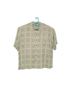 Mens Tommy Bahama Silk S/S Button Up Dress Shirt Green Yellow Block Prin... - $60.66