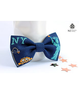 Embroidered New York Bow Tie, Cross Stitch New York City, Statue of Libe... - $26.00