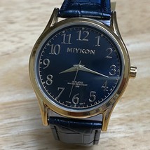 Unused Miykon Mens 30m Gold Tone Black IP Plated Analog Quartz Watch~New Battery - £10.51 GBP