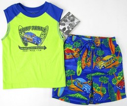 NWT Kids Headquarters Boy&#39;s Surf Party Tank Shirt &amp; Swim Shorts Trunks Set, 2T - £10.18 GBP