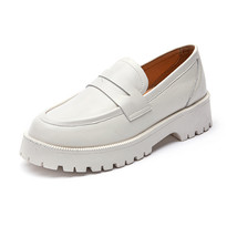 Ladies Loafers Genuine Leather British Style Platform Women&#39;s Shoes Large Size F - £55.47 GBP