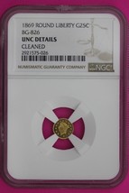 1869 Unc Details Cleaned Indian Gold Token NGC Certified Authentic Genui... - €345,44 EUR