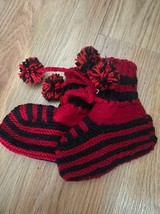 Handmade sweater red and black Shoes Knitted baby Child 3-6 month - £8.31 GBP