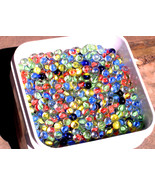 THREE-HUNDRED glass marbles. Mixed lot, New Old stock, colorful marbles  - $54.32 CAD