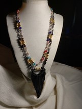 20 In Double Necklace Outside Black Gold Color Gothic With A Touch Of Color - $28.04