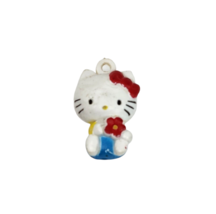 VINTAGE 1983 SANRIO HELLO KITTY W/ RED FLOWER SMALL PVC JEWELRY CHARM - $23.75