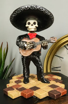 Traditional Folk Mariachi Band Black Skeleton Guitarist Statue Day Of The Dead - £19.97 GBP