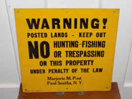 Vintage Warning Posted Lands Keep Out Paul Smiths, NY Metal Sign - €103,94 EUR