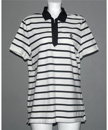 Ralph Lauren Black White Stripes Nylon Collar Polo Golf Shirt Wm&#39;s NWT $... - $50.59 CAD