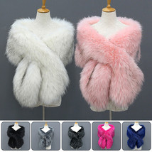 Women Fancy Fluffy faux fur shawl Elegant Bridal Wedding Warm Fur Wrap S... - £28.08 GBP