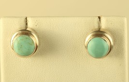 Vintage Sterling Silver Singed Mexico 925 Round Turquoise Cabochon Stud ... - £35.04 GBP