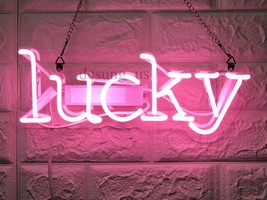 New Lucky Gift Lamp Room Artwork Love Bar Acrylic Light Neon Sign 14&quot;x7&quot; - £67.05 GBP
